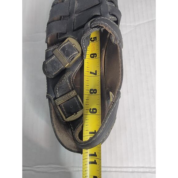 DR MARTENS Y2K Vtg UK 10 Black Distressed Leather Fisherman Sandals England main image 10